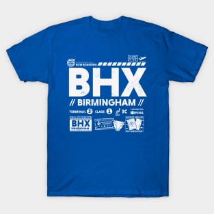 Vintage Birmingham BHX Airport Code Travel Day Retro Travel Tag UK T-Shirt